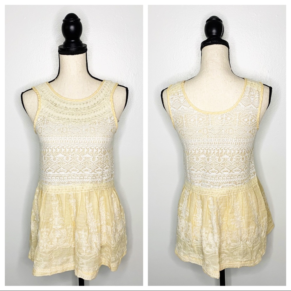 ANTHROPOLOGIE One September Embroidered Peplum Top